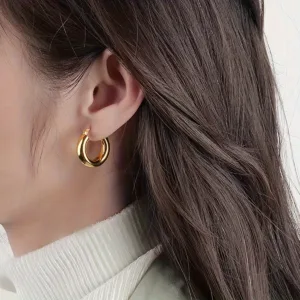 Elegant 18K Gold-Plated Titanium Steel Hoop Earrings