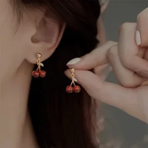 3pcs Red Cherry Pendant Jewelry Set