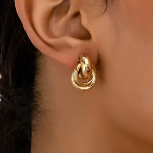 European-style Golden Oval-shaped Earrings | Daily Commutes | Earrings