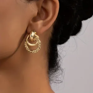 Double Hoop Earrings for Women | Iron Fashion Jewelry