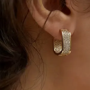 Elegant Golden-Tone Geometric Square Hoop Earrings