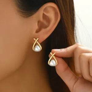 Elegant Imitation Pearl Stud Earrings | 2pcs Set | Versatile for All Seasons | Earrings