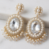 Elegant pearl crystal earrings with sparkling stones