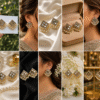Elegant mirror pearl earrings