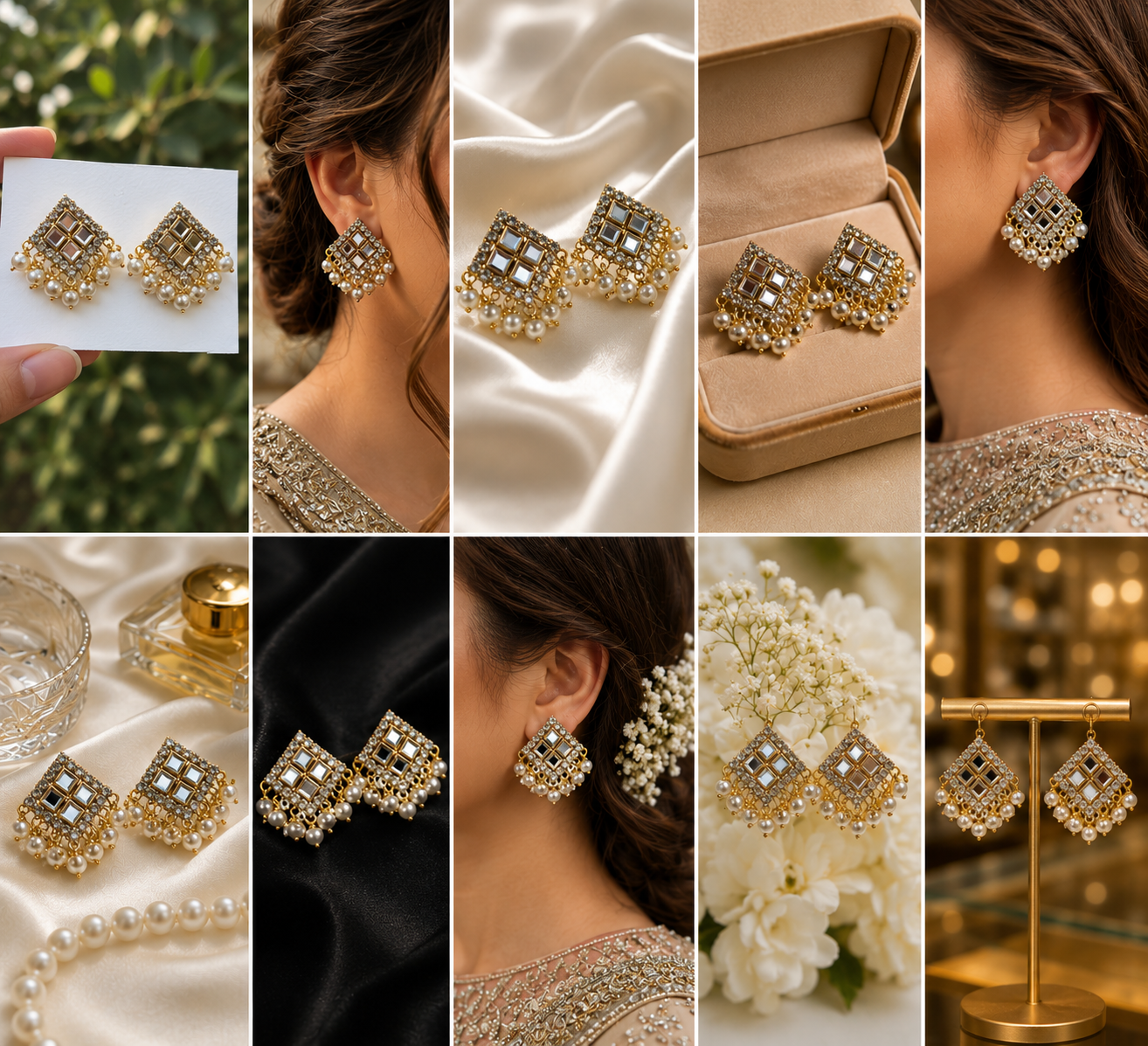 Elegant mirror pearl earrings