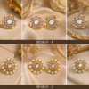 Elegant mirror stud earrings with golden traditional detailing for girls and women