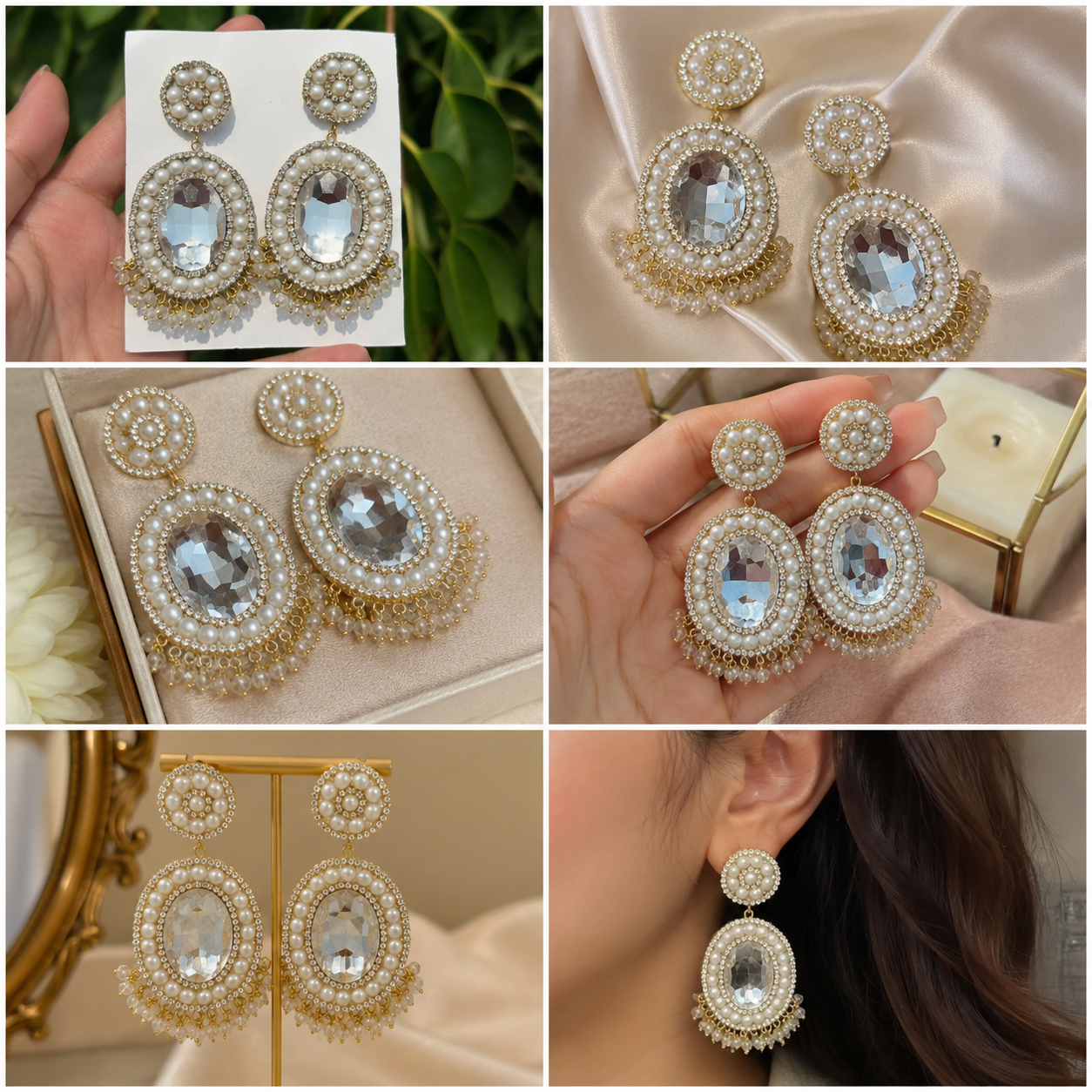 Luxury pearl crystal bridal earrings with sparkling stones and elegant pearl detailing for weddings and special occasions