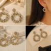 Elegant Floral Circle Earrings for Women in Fashion with Sparkling Crystal and Gold Finish