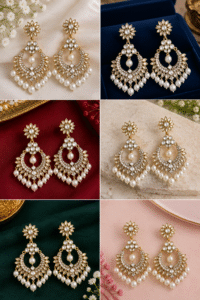 Customized jewelry earrings with pearls and elegant gold detailing
